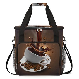 CFERSAN Coffee Beans Cup Coffee Maker Carring Bag Travel Carrying Storage Tote Bag Compatible with Keurig K-Mini or K-Mini Plus Portable Single Serve Coffees Brewer Case with Pockets for K-cup Pods