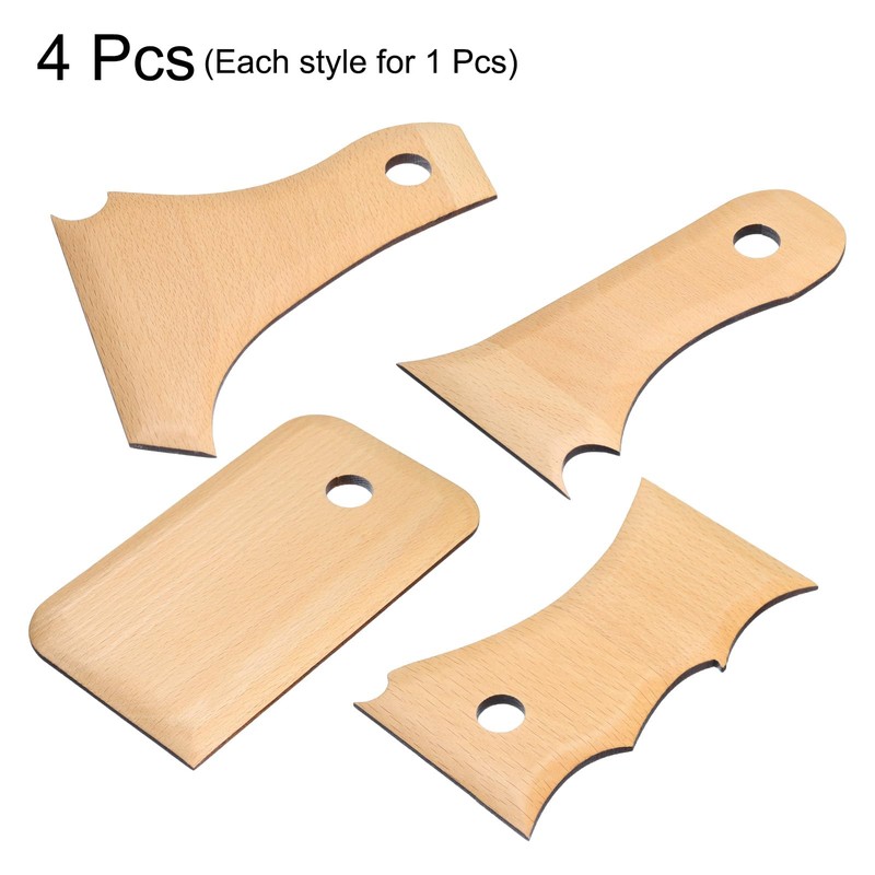 HARFINGTON 4pcs Pottery Ribs Trimming Tools Beech Pottery Profile Curved
