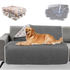 YUEPET Waterproof Dog Blankets, 2 Pack Washable Dog Blankets for Bed Couch Sofa Protector Fleece Flannel Puppy Blanket Soft Plush Reversible Throw Blanket for Large Dogs Cats 50"×40"(White+Coffee)