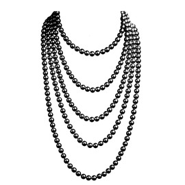 Cizoe 1920s Pearls Necklace Fashion Faux Pearls Gatsby Accessories Vintage Costume Jewelry Cream Long Necklace for Women(black-1)