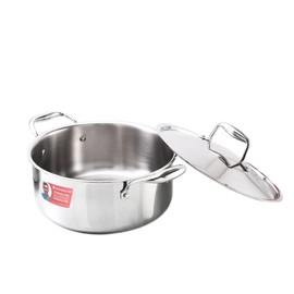 Wonderchef Nigella Tri-ply Stainless Steel 24 cm Casserole 4.8 litres 2.6mm Thickness Induction Base Compatible with All cooktops Riveted Cool-Touch Handle 10 Year Warranty4.8 LitresSilver