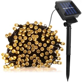 JAYIJAXIN 200 LED Solar String Lights 72FT Solar Powered Christmas Light with 8 Lighting Modes, Waterproof Tree Lights for Outdoor Outside Xmas Wedding Garden Party Decoration Warm White