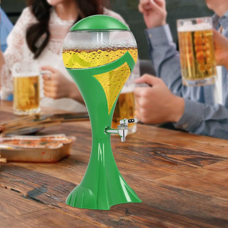 SHZICMY Green 3L Liquor Tower Dispenser, Iced Beverage Dispenser with