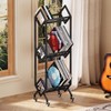 3 Tier Vinyl Record Storage Rack, Mobile Black Metal LP
