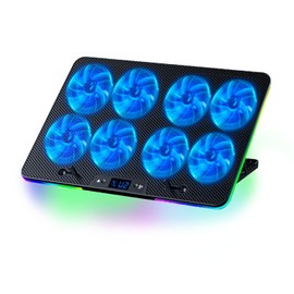 Laptop Cooling Pad with 8 Fans, Blue LED Lights, Adjustable Fan Speed，High Performance Cooling Fan (RGB 8 Fans)