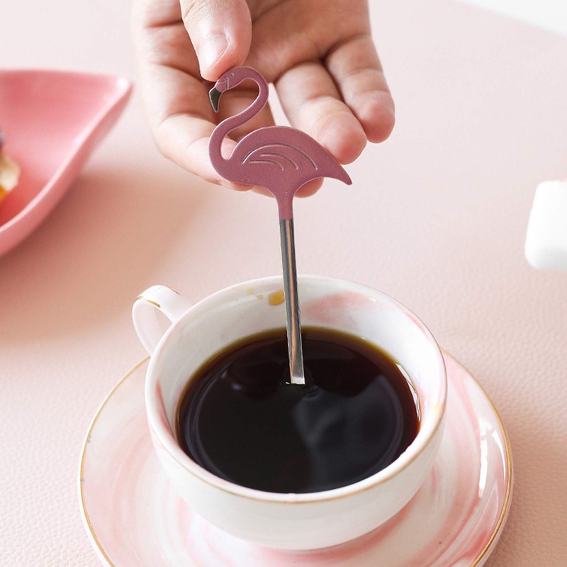 Maydahui 2PCS Flamingo Spoons 5.1 inch（13cm） Animal Spoon18/8（304）Stainless Steel Dessert