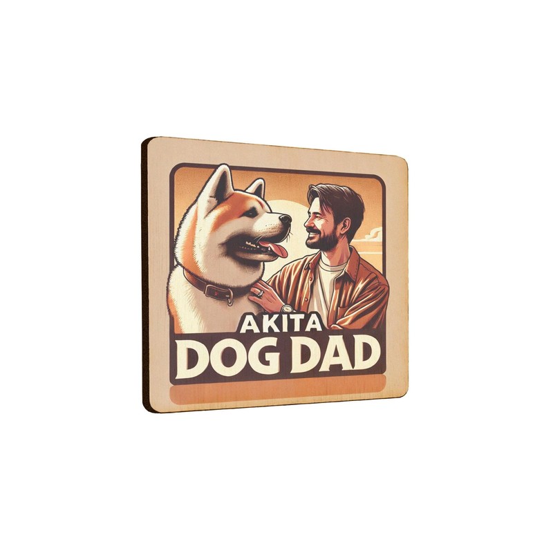 Wooden Fridge Magnet - Boston Terrier Dog Dad Design, Cute