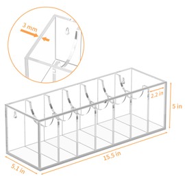 FEMELI Belt Organizer, Acrylic Belt Storage for Closet with Dust Cover, Clear Belt Container Display Holder for Drawer, Clear Belt Tie Case Hanger with 7 Compartments for Women Men Home