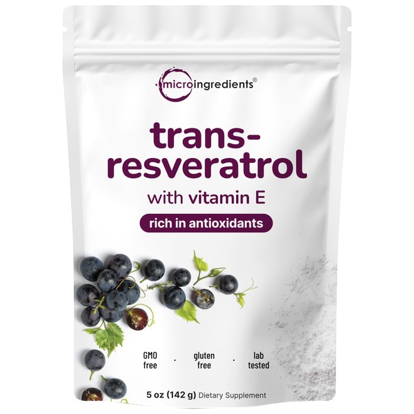Pure Trans-Resveratrol Powder with Vitamin E, 5 Ounce, 2 in