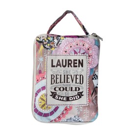 History and Heraldry Lauren Believed Silver Purple Floral 16 x 14 Polyester Fabric Tote Handbag