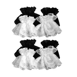 SOIMISS 2pairs Lace Cuffs for Wrist Lace Arm Cuffs Lolita Wrist Cuffs Floral Lace Wrist Cuffs Detached Fake Hand Sleeves Ruffled Accessories Women