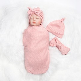 Reborn Baby Doll Clothes Accessories for 17-22 Inch Baby Boys Girl Dolls Soft Gentle Blanket 4 Pcs Newborn Infants Printed Pink 30 * 30 Inch…