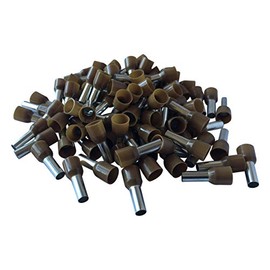 GTSE 100 pcs Brown Single Entry 25.0mm² Bootlace Ferrule Connector Insulated Cord Pin End Terminals