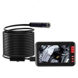 MASO 10M Industial Borescope 4.3" Color LCD Screen F200 Inspection Cameras Waterproof Endoscope 1080P HD with 8Leds Probe USB Rechargable