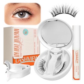 LASHVIEW Pestañas Magnéticas Con Aplicador, Pestañas Magnéticas Suaves, Aspecto Natural, Ajuste Cómodo Y Seguro, Fáciles De Aplicar, Reutilizables (Xyt01)