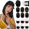 Qlenkay Baseball Cap with Hair 14in Short Hairstyle Straight Bob