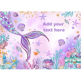 Mocsicka Mermaid Baby Shower Backdrop Pink Mermaid Under The Sea Baby Shower Party Decorations for Girls Starfish Shell Seaweed Photography Background (Purple, Custom-7x5ft)