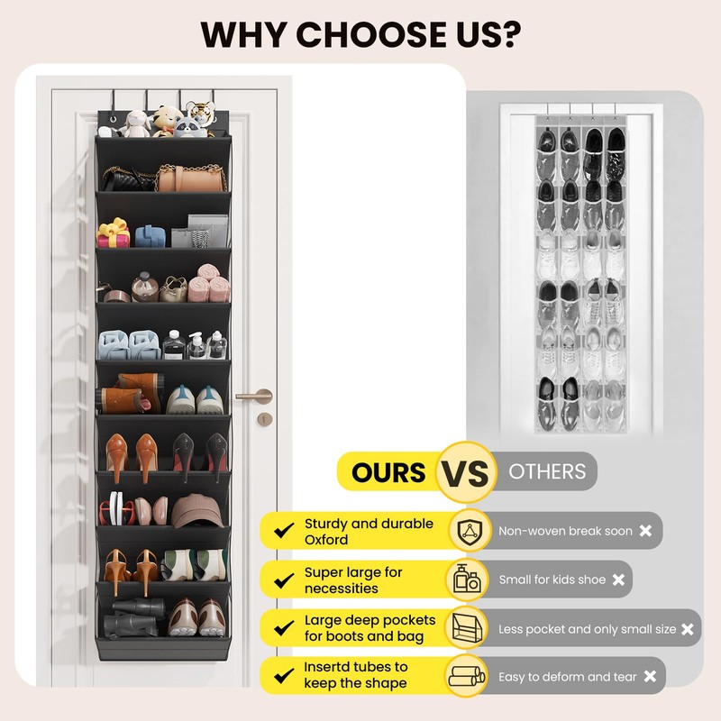 Mefirt 10 Tier Clear Over the Door Shoe Organizer with