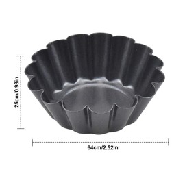 HQdeal 12 Piece Carbon Steel Tart Mould, Tart Mould, Muffin Mould, Egg Pie Mould, Non-Stick Reusable Baking Moulds for Cupcakes, Cakes, Desserts, Ice Cream