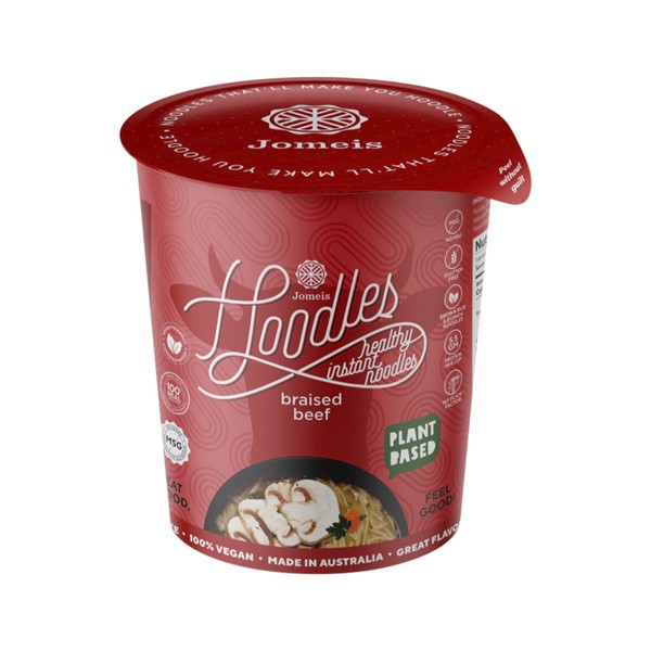 Jomeis Fine Foods Hoodles Healthy Instant Noodles Braised Beef Cup 60g Vegan