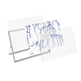 Laura Ashley 5x7 Silver Flat Metal Picture Frame (Horizontal) with Pull-Out Easel Stand, Made for Tabletop, Counterspace, Shelf and Desk (7x5, Silver)