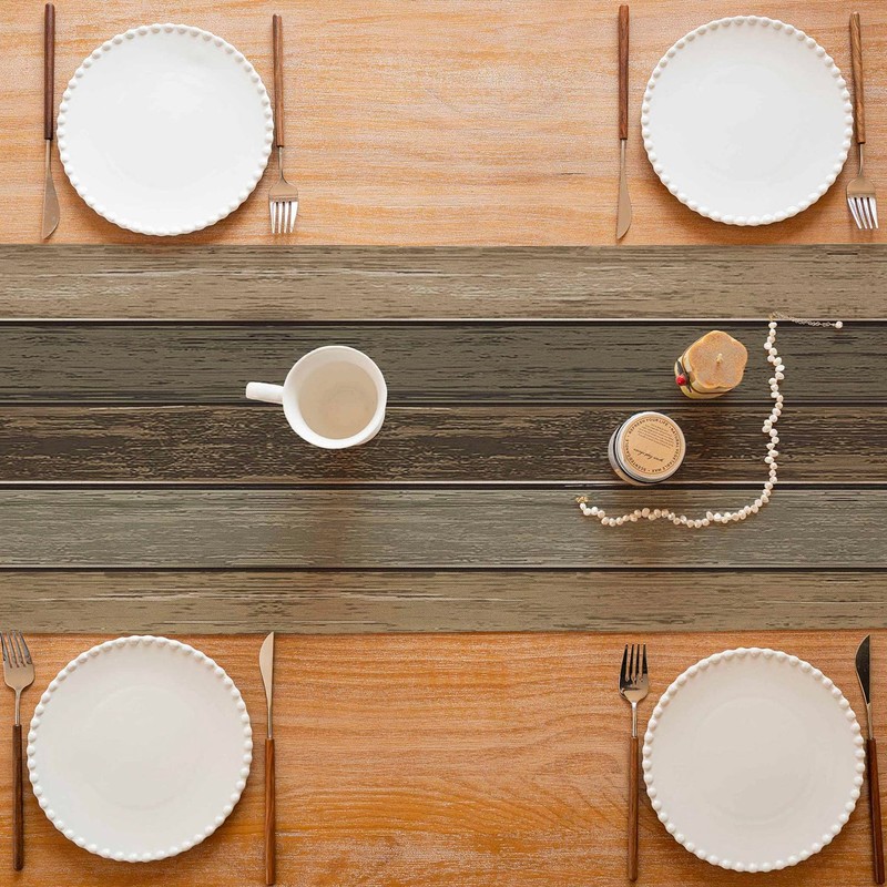 ViaElayu Table Runner Brown 33 x 183 cm Planks Antique