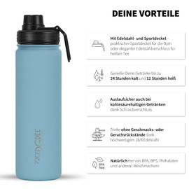 720°DGREE Stainless Steel Children's Drinking Bottle, 530 ml, Leak-Proof, for Carbonated Drinks, BPA-Free, Thermos Flask, Insulated Flask with Screw Cap for School, Sports, Bicycle + Free Sports Lid