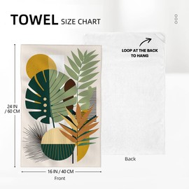 Botanical Palm Leaves Modern Style Minimalist Decor Kitchen Dish Towel Set of 2, Ultra Soft Absorbent Hand Drying Baking Cooking Cloth, Spring Summer Holiday Home Decor 16"x24"