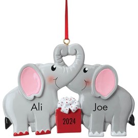 Custom Kissing Elephants Ornament