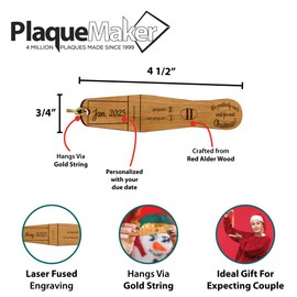 Wooden Pregnancy Test Ornament, with Your Custom Due Date, We Positively Can't Wait for Next Christmas Engraved