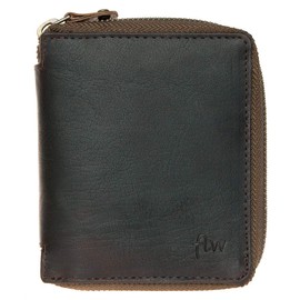 Small Strong Oiled Genuine Leather Wallet with Metal Zipper Around