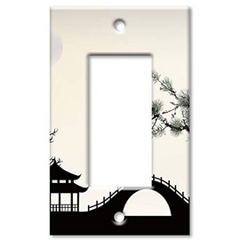 Art Plates Brand Single Gang Rocker (Decora) Switch/Wall Plate - Asian Architecture II