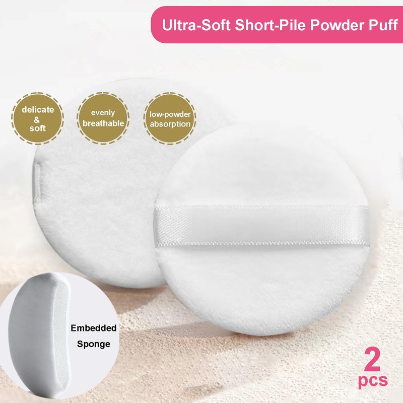 Qopoto 5 Pieces Large Body Powder Puff and Powder Container,