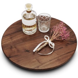 MAGIGO 18 Inches Black Walnut Wood Lazy Susan, Solid Wooden Round Kitchen Turntable Rotating Tray