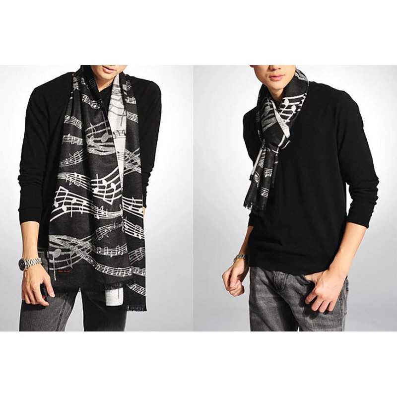 GFM® Music Notes UNISEX Scarf - Black - (MU-Unisex- KLSFD)