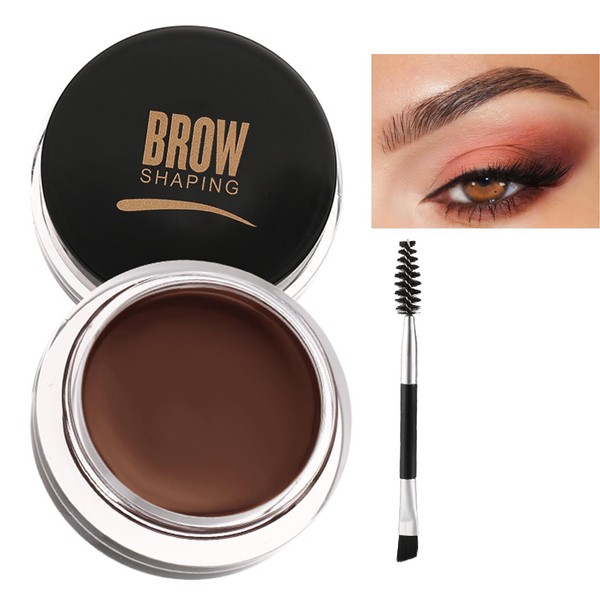 Brown Eyebrow Gel, Waterproof Styling Eyebrow Gel Long Lasting Eyebrow Pomade, Smudgeproof Quick Dry Non Greasy Eyebrow Wax Lightweight Eyebrow Soap For 3D Brows, With Brush (02 Brown)