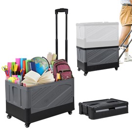 XCBYT Storage Bins with Wheels - Rolling Carts with Wheels for Closet Organizers and Storage Foldable Rolling Cart for Teachers Rolling Crate Collapsible Shopping Cart Black