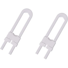 2Pcs White Sliding Cabinet Locks,Proof Cabinet Cupboard Lock Latch,U Shaped Safety LatchProofing Lock,Kitchen Cabinet Doors Knobs and Handles Cabinet Locks Guards and Locks