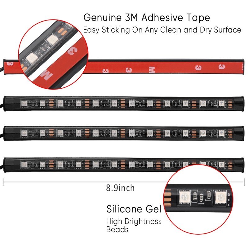 Car LED Light Strip, EECOO 4pcs Car Interior Light Music