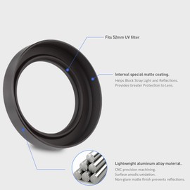 Haoge Lens Metal Hood for Nikon Z 40mm f2, NIKKOR Z 28mm f2.8 Screw Hood, Z28mm f2.8 (SE) Lens, Compatible with 52mm UV Filters and 52mm Lens Cap