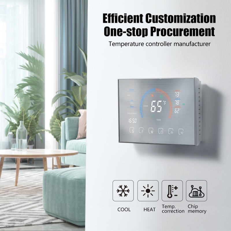 Heat Pump Room Thermostat Temperature Controller 4.8 Inch Color LCD