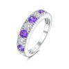 CAIDIKA Created Amethyst‌ Ring for Women Wedding Anniversary Band Sterling