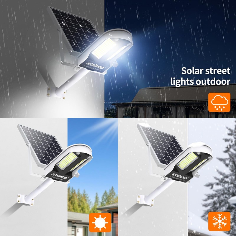 intelamp Solar Street Lights Outdoor Waterproof 3000LM 12500mAh Security Flood
