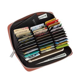 Cynure Women 36 Slots RFID Blocking Card Holder Large Long Leather Zipper Organizer Accordion Wallet,Grey Purple