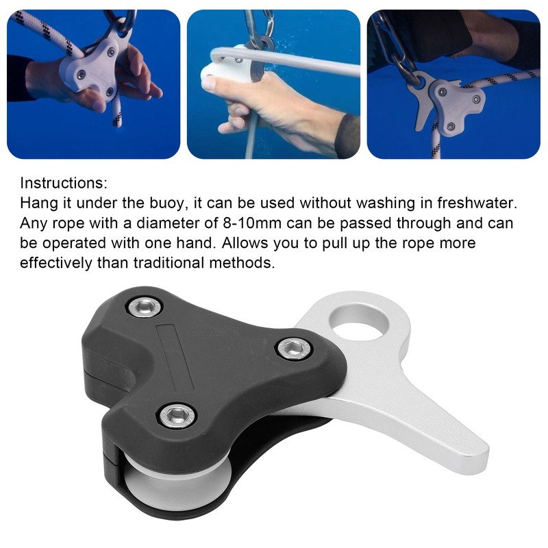 Aluminum Alloy Pulley Scuba Free Diving Buoy Metal Rope Retractor