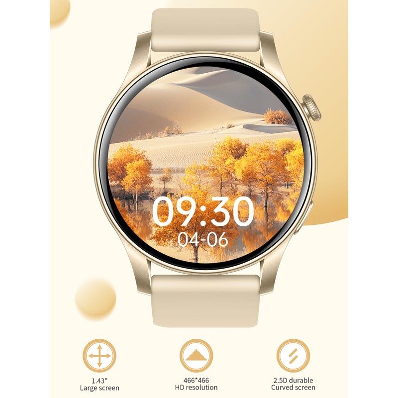 GedFong Smartwatch für Damen und Herren, 1,43 Zoll HD Smartwatch