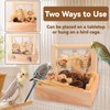 Wooden Bird Parrot Foraging Toys Box with Perch Stand, Cage