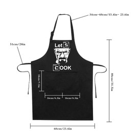 QINREN Funny Cooking Apron for Men, Funny Patterns Letters Design - Let's Cook- Professional Waterproof Apron Chef Husband Kitchen Apron with Double Pocket Adjustable Father's Day Birthday Gift