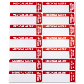 3 x 1 inch - Medical Alert Checklist Stickers (300 Labels, Red & White) for Patient File Folders, Hospital & Clinics