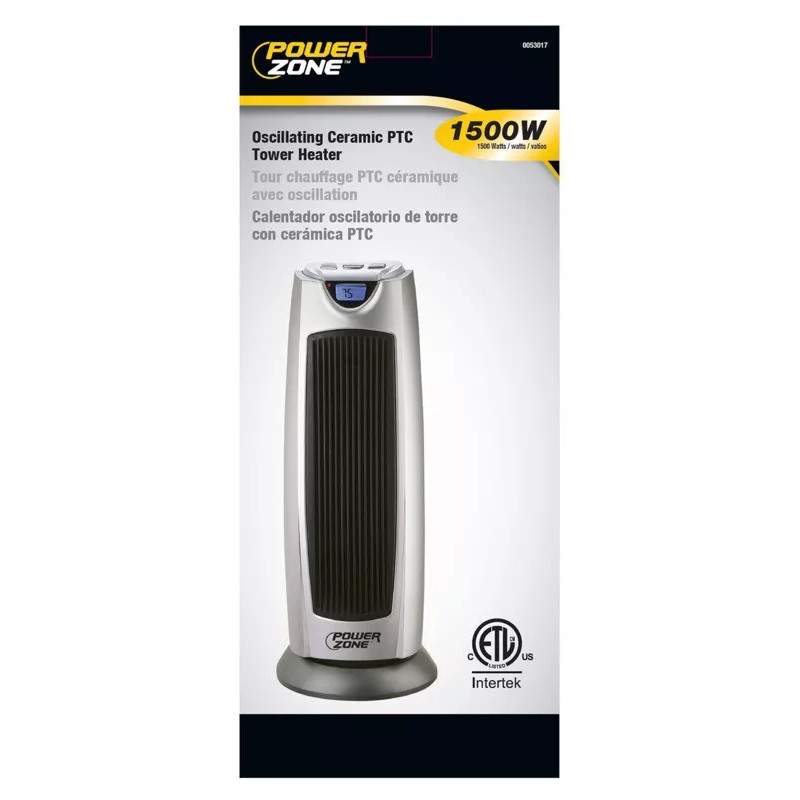 Powerzone NEW POWERZONE KPT-2000BN ELECTRIC CERAMIC TOWER HEATER GREY 1500W